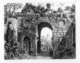 Ruinas en el centro de los Jardines de Kew, de 